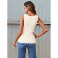 thumbnail image 5 of Women'S Summer Square Neck Casual Ribbed Knit Sleeveless Tank Top White, 5 of 6