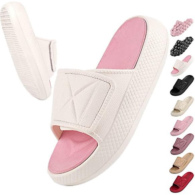 Zapatillas de baño para hombre y mujer, de interior, con suela gruesa y muy suaves, de secado rápido, para ducha, para hombre y mujer, color rosa