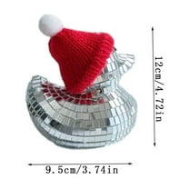 Qocolhg Christmas Decorations Desktop Ornaments, Chrirstmas Mirror Disco Ball Ornaments, Cute Duck Shape Disco Balls, 3.74 Inches Reflective Mirror Ball, Christmas Gifts for Kids Women Men