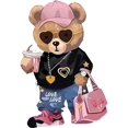 thumbnail image 2 of Women's Casual Cartoon Bear Graphic T-Shirt -Black Short Sleeve Round Neck All-Season Stylish Accessories Design Casual Wear Playful Design Comfortable Fit, 2 of 7