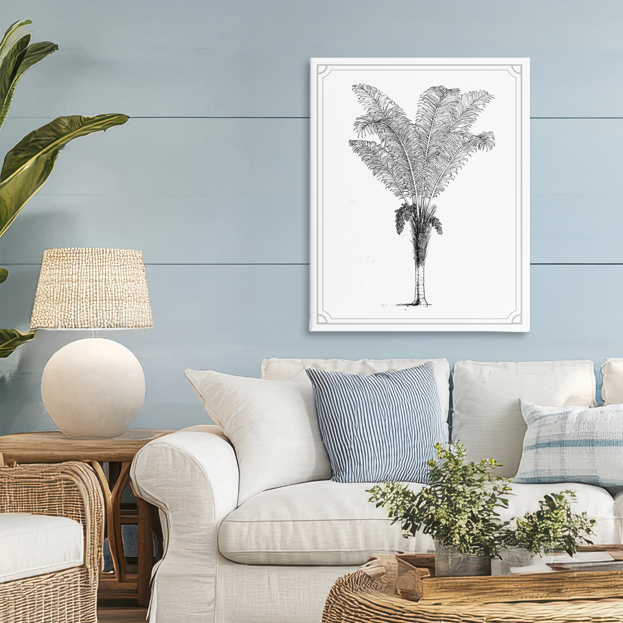 Vintage & Minimal Palm Canvas Wall Art, design by Lettered and Lined