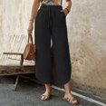thumbnail image 2 of Dealovy Capri Pants for Women Summer Casual High Waisted Capris Straight Wide Leg Cropped Beach Trousers, 2 of 7