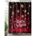 thumbnail image 2 of Merry Christmas Small Stall Shower Curtain, Waterproof Shower Curtains for Bathroom, Retro Red Ball Xmas Snowflakes New Year Washable Fabric Cloth Bath Curtain for Bathtub with Hooks 36x72 Inches, 2 of 6