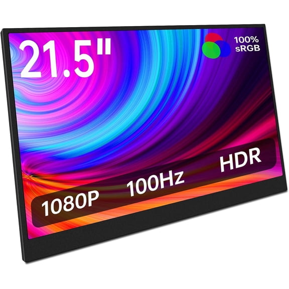 KURIETIM Portable Monitor - 21.5" 1080P FHD IPS 100Hz Laptop Extended Monitor with Kickstand and USB-C Plug for Laptop