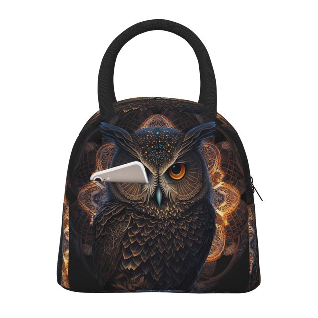 Disketp Classical Style Brown Owl Bolsa Térmica para Almuerzo, Lonchera con Abertura Amplia y Gran Capacidad, Organizador Reutilizable para Mujeres, Hombres y Adultos