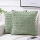 thumbnail image 1 of paquetes de fundas de almohada decorativas verde salvia de 22 x 22 pulgadas con pompones para, 1 of 5