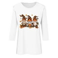 thumbnail image 5 of VKOYWKM Women's Pumpkin Tops Halloween 3/4 Sleeve T-Shirts Funny Fall Clothes Loose Fit Crew Neck Holiday Party Top Blouses, 5 of 5