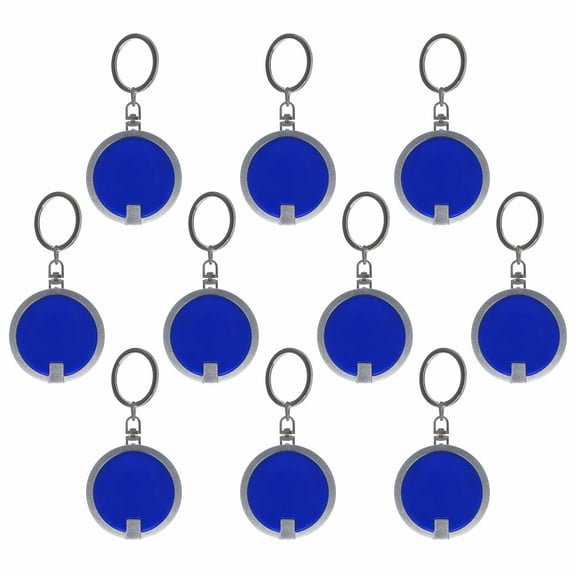 10 Round LED Keychains - Battery included, Plastic - Blue