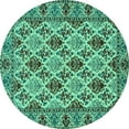thumbnail image 1 of Ahgly Company Machine Washable Indoor Round Persian Turquoise Blue Traditional Area Rugs, 4' Round, 1 of 4