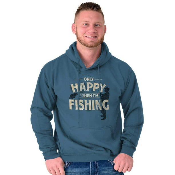 Brisco Brands Fishing Hooded Sweatshirts Hoodies For Men Happy When I
