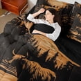 thumbnail image 4 of Manfei Teens Highland Cattle Bedding Comforter Set 7pcs, Farmhouse Animal Queen Bedding Sets, Rustic Countryside Reversible Queen Sheet Sets, Super Cozy Room Decor, 4 of 7