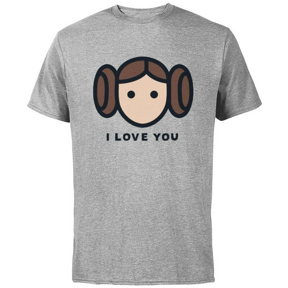 Star Wars Cartoon Princess Leia I Love You - Short Sleeve Cotton T-Shirt for Adults - Customized-Athletic Heather