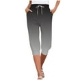 thumbnail image 1 of Pantalones capri casuales de mujer con estampado degradado y cintura alta - Algodón y poliéster, pantalones de chándal con cordón, tallas S-XXL, adecuados para la oficina, fiestas y vacaciones, 1 of 5