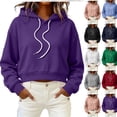 thumbnail image 6 of AKOEE Women's Crop Hoodies Y2K Casual Comfy Loose Plain Pullover Hooded Drawstring Sweatshirts Long Sleeve, White M, 6 of 6