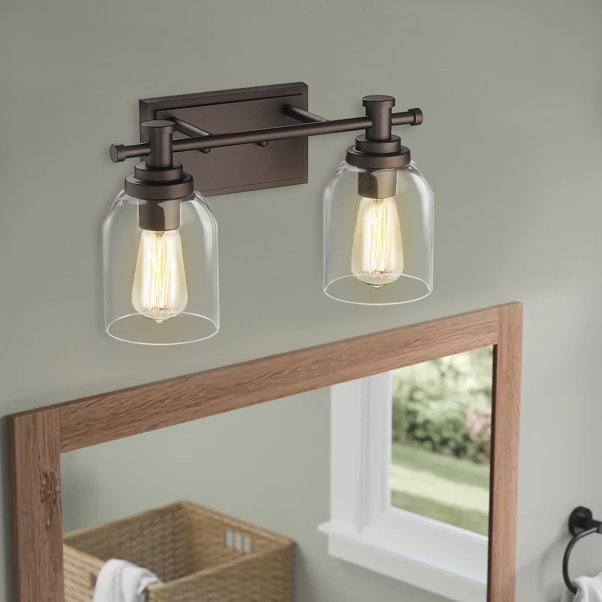2-Light Vanity Wall Light Farmhouse Bathroom Oil Rubbed Bronze Finish ...