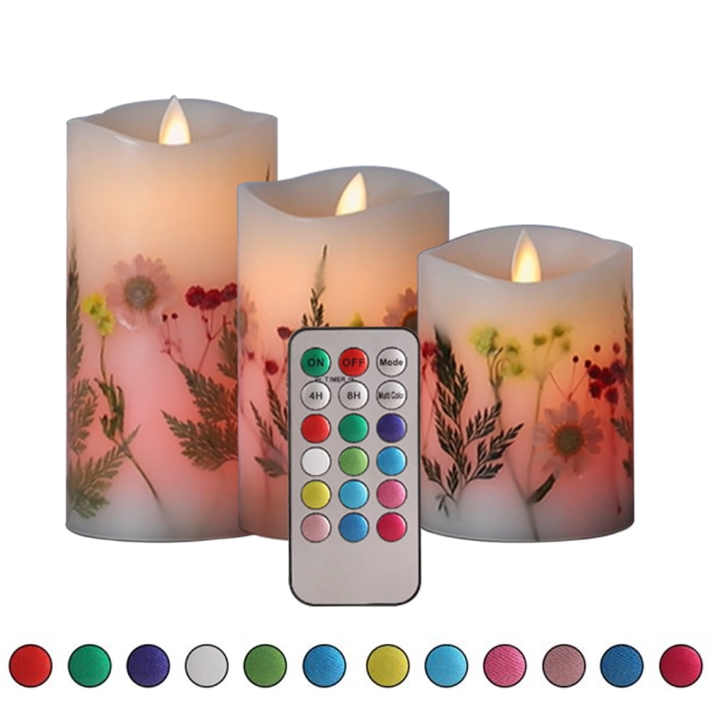 3 Pieces Flameless Candles Simulation LED Electronic Candle Set