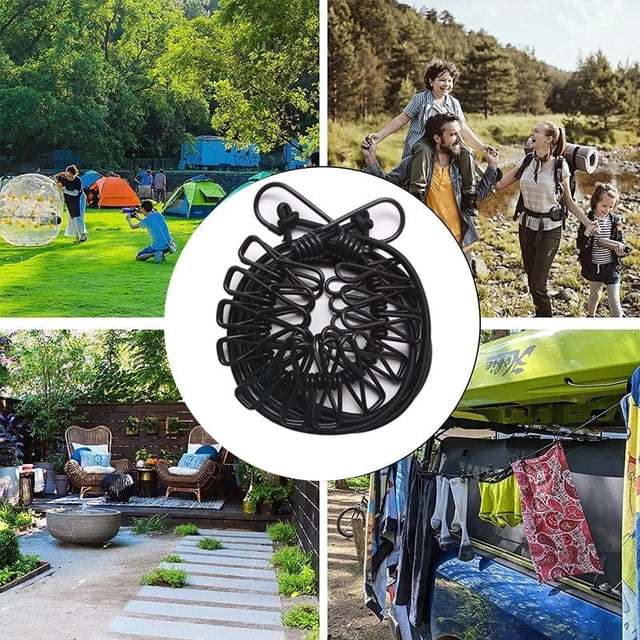 Portable Windproof Clothesline for Travel & Camping - Elastic Drying Line with Clips for RV, Backyard, and Hotel Use