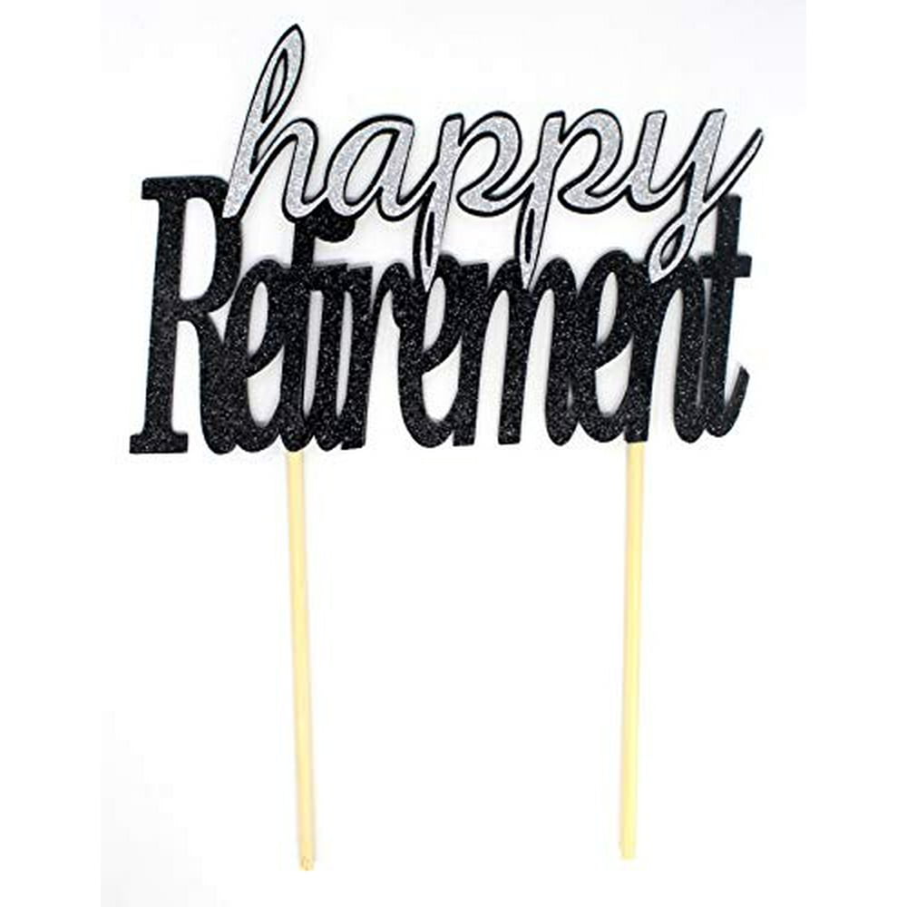 all about details happy retirement cake topper 1pc black silver