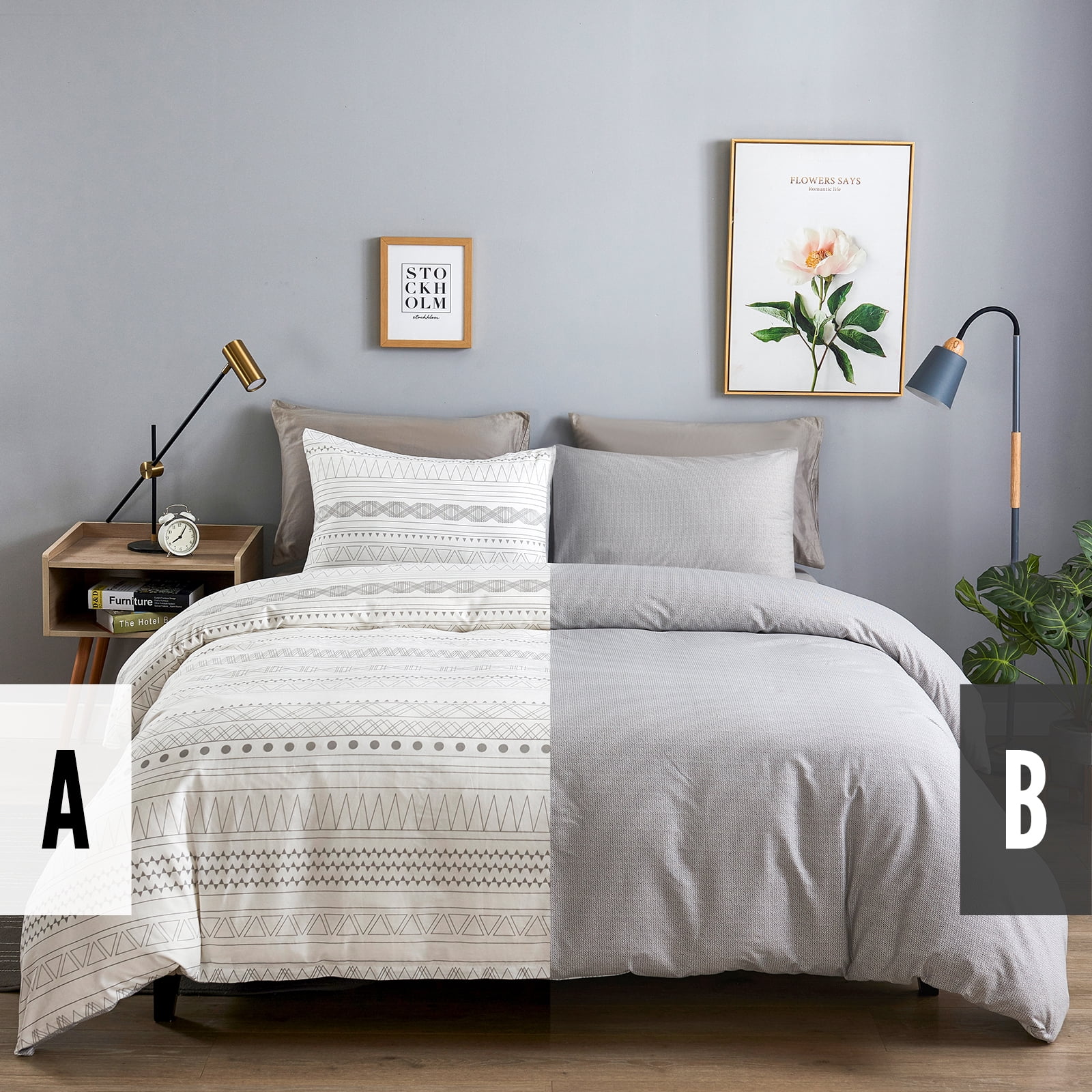 WARMDERN Cotton 800 Thread Count 3 Piece Duvet Sets Queen with Duvet Cover and Pillowcase