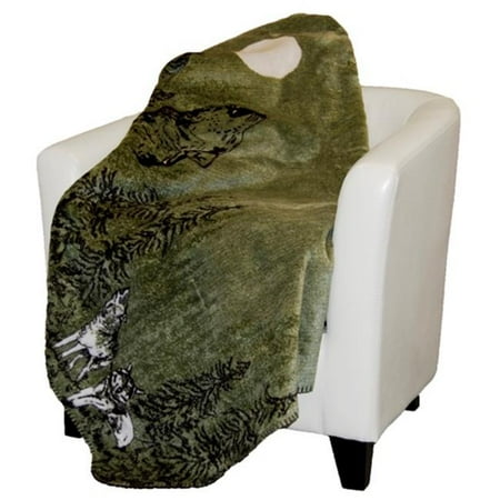Denali Home Collection 16135872 Howling Wolves With Chocolate Microplush Throw