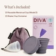 thumbnail image 2 of DIVA Cup & Shaker - Medical Grade Silicone Cup for Period Care - Reusable Menstrual Cup with Shaker for On-the-Go Cleansing - Wear Up to 12 Hours - Model 2 (Wide Vaginal Canals,Post-Partum, Ages 35+), 2 of 7