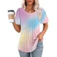 thumbnail image 2 of Enjoytime Womens T Shirt Color Block Short Sleeve Crew Neck Tees Top Loose Comfy Tops For Women Trendy, 2 of 7
