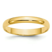 14k Yellow Gold 3mm Engravable Half Round Band