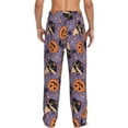 thumbnail image 2 of Bixox Men's Vintage Halloween Black Cat Patterned Pajama Pants with Pockets Lounge Clothes for Home, 2 of 5