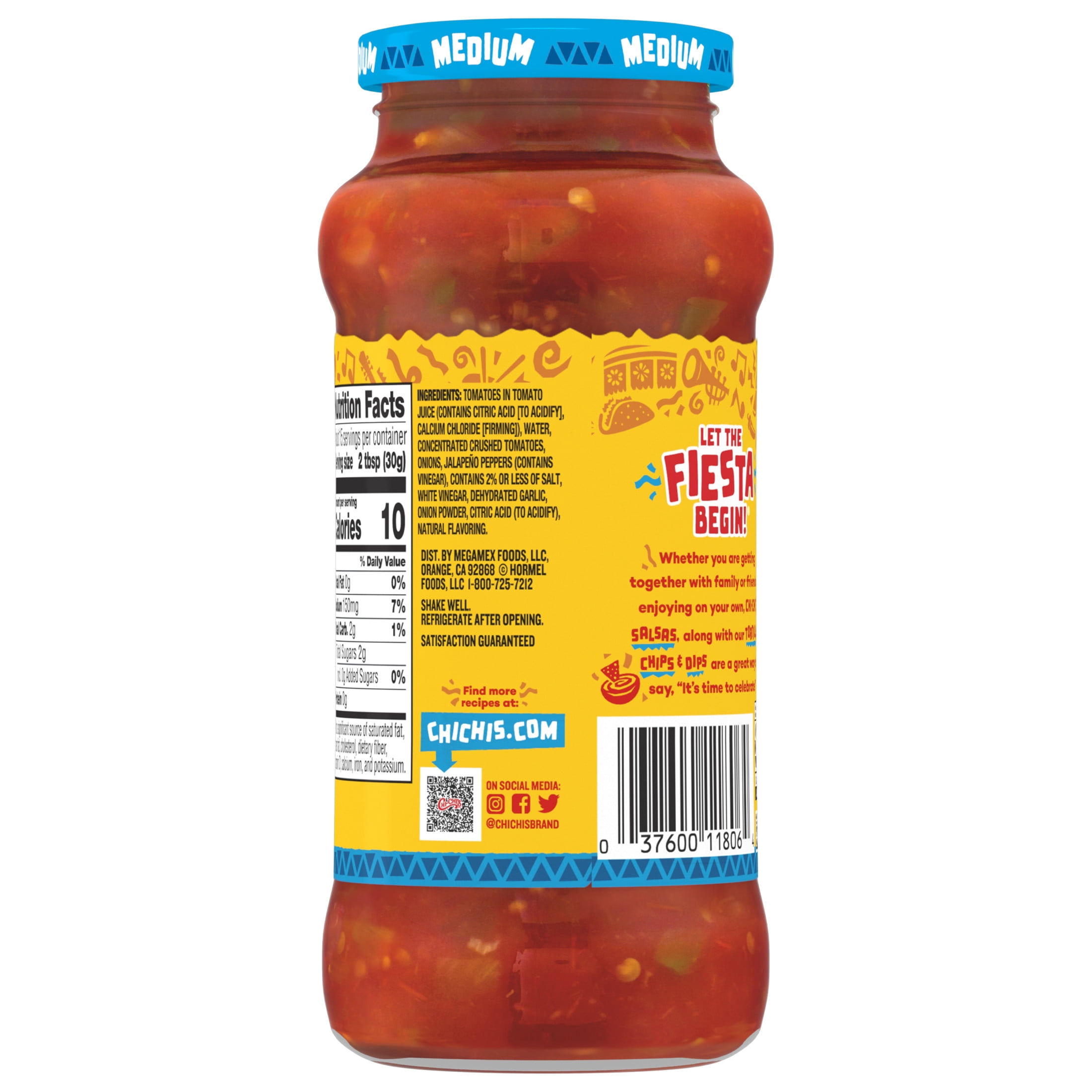 Chi-Chi's Thick and Chunky Salsa, Medium, 16 oz Glass Jar