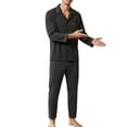 thumbnail image 2 of LWFFDAW Mens Pajamas Set Lightweight Long Sleeve Button Down Sleepwear Collar Pajamas Loose Comfy Loungewear Soft Pjs Set, 2 of 5