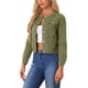 thumbnail image 4 of CHAQUETA DE DENIM CORTA DE MANGA LARGA SIN COLLAR PARA MUJERES INSPIRE CHIC XL VERDE EJÉRCITO, 4 of 5