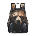 thumbnail image 1 of Balery Urban Bear With Headphones Mochila ligera para hombre y mujer: duradera e impermeable, ideal para la escuela, el trabajo, viajes y uso diario., 1 of 7