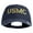 Navy, variant on USMC Letter Embroidered Washed Solid Pigment Dyed Cotton Twill Brass Buckle Cap - Red OSFM