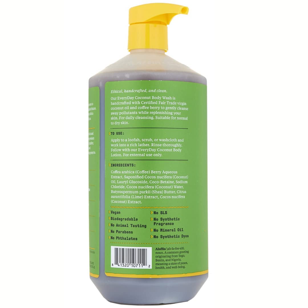 Alaffia Body Wash Ultra Hydrating Normal to Dry Skin Coconut Lime 32 fl oz 950 ml