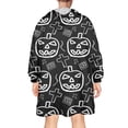 thumbnail image 2 of Wearable Oversized Blanket,Halloween Doodle Pumpkin Pattern Wearable Blanket Hoodie for Adults,Cozy Hooded Blankets with Super Pockets,Super Warm Fuzzy Pullover for Women & Men, 2 of 6