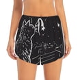 thumbnail image 2 of Daiia Star Gazing Cat Illustration Pattern Women's 2 in 1 Running Shorts - Lightweight Athletic Workout Gym Yoga Shorts Liner with Phone Pockets-XX-Large, 2 of 7