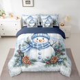 thumbnail image 2 of Manfei Christmas Snowman 7 Pieces Bedding Comforter Set,Pine Cone Full Bedding Set,White Blue Brown Fitted Sheet Flat Sheet For Girl Boys,Super Cozy Room Decor Reversible, 2 of 8