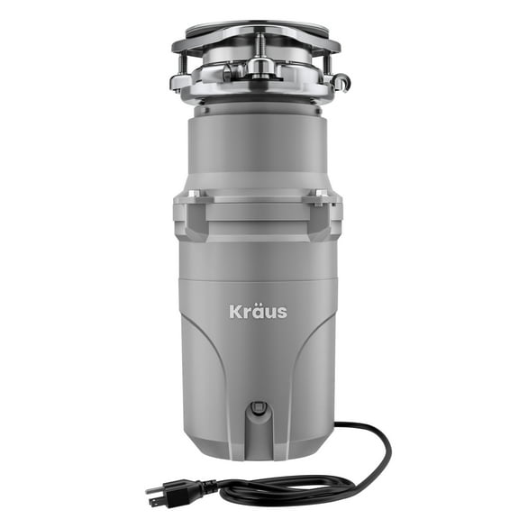 KRAUS WasteGuard High-Speed 1/2 HP Continuous Feed Ultra-Quiet Motor Garbage Disposal with Power Cord and Flange Included and Universal Mount