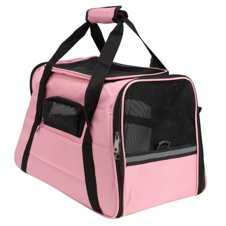 Collapsible Car Travel Pet Carrier17*9*11in  Cat carrier crossbody pet bag travel pet tote 11 lb Limit Multi colour(pink black blue)