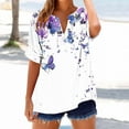 thumbnail image 2 of Xdegoge Short Sleeve Womens Tops Plus Size V Neck T Shirt Floral Printed Summer Tunic Tops Oversized Loose Fit Boho Blouses, 2 of 6