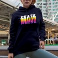 thumbnail image 2 of Nurse, Nursing Themed, Groovy Retro Wavy Text Merch Gift, Navy Blue Hooded Sweatshirt or Hoodie, 3XL, 2 of 5