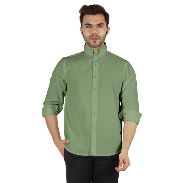 Bestman Formal Front Button Placket Solid Shirts For Mens Long Sleeve Regular Fit Shirt