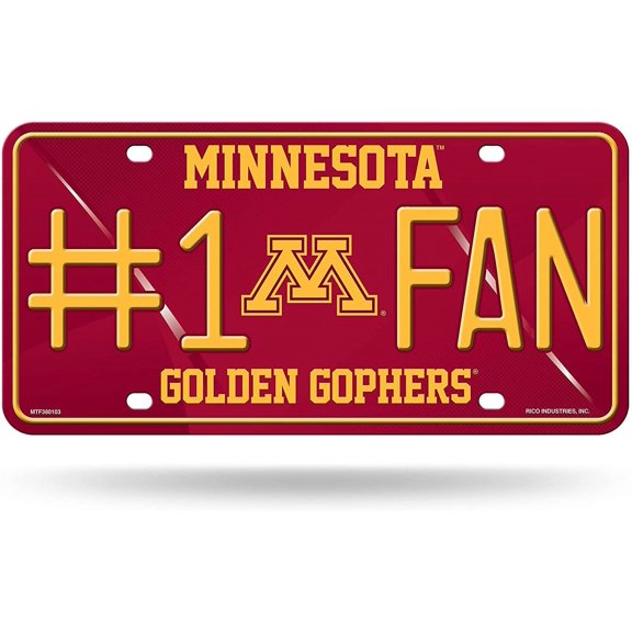 Minnesota NCAA Golden Gophers #1 Fan Metal License Plate Tag - Number One! Let's Go!!