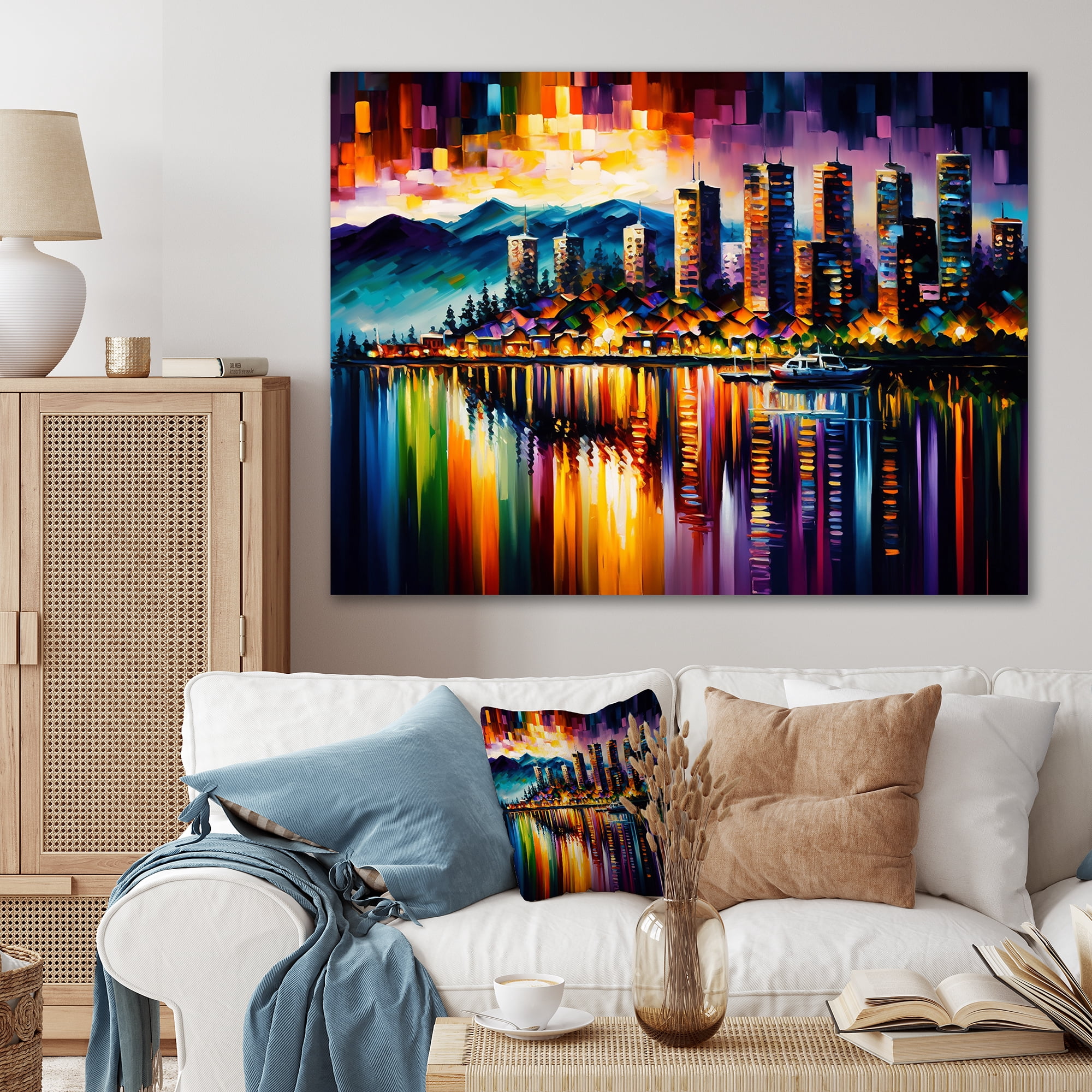 Designart Colorful City In Vancouver III Canvas Wall Art