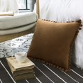 thumbnail image 5 of of 2 Velvet Throw Pillow Covers Pompom Decorative Pillowcases Solid Soft Cushion Covers with Square for Couch Sofa Bedroom Car 18x18inch Dark Green, 5 of 6