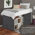 thumbnail image 3 of CCNY Dorm Room Bed Skirt Pleated Pattern 100% Microfiber Dark Gray Full XL 32" Drop Length Dorm Bed Skirts, 3 of 6