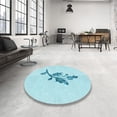 thumbnail image 4 of Ahgly Company Tapis d'Intérieur Lavables en Machine Bleu Diamant Bleu Transitionnel, 8' Carré, 4 of 7