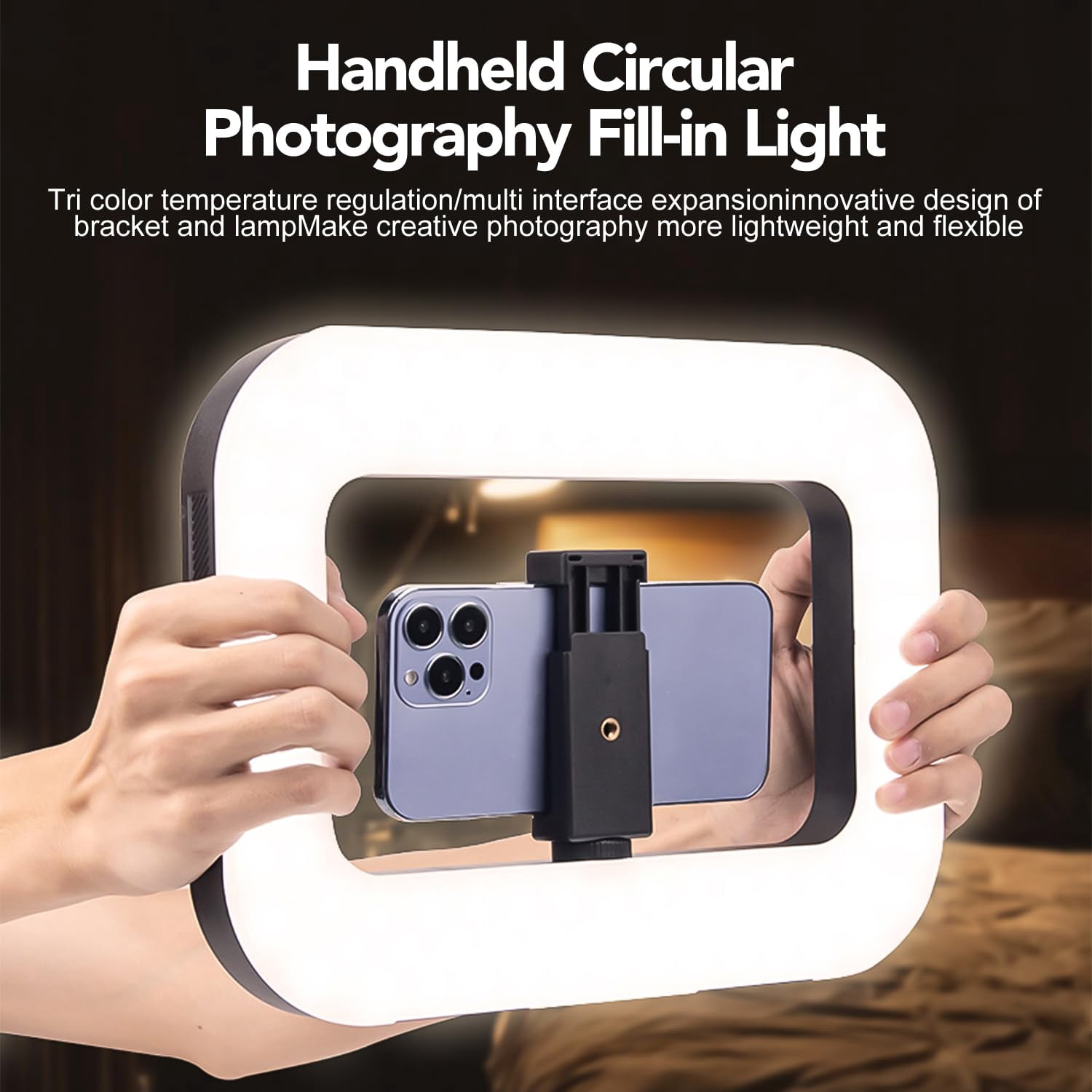 Phone Ring Light With 80" Tall Tripod Stand Built-in 8000mah Handheld Smartphone Photo Selfie Video Rig Lights 2700k-6500k For  Recording Filmmaking Vloging