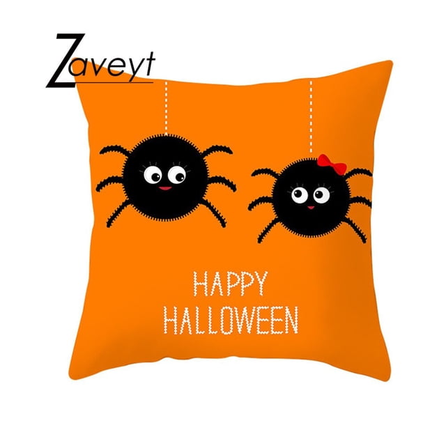 Funda de almohada geométrica con rayas onduladas para Halloween, cubierta de cojín con diseño de Calavera, calabaza, fantasma, castillo, truco o trato, 2023