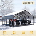 thumbnail image 4 of VEIKOUS 20' x 20' Metal Carport for 2 Cars, Outdoor Galvanized Metal Heavy Duty Storage Garage with Weatherproof Roof for Backyard, Patio, 4 of 11